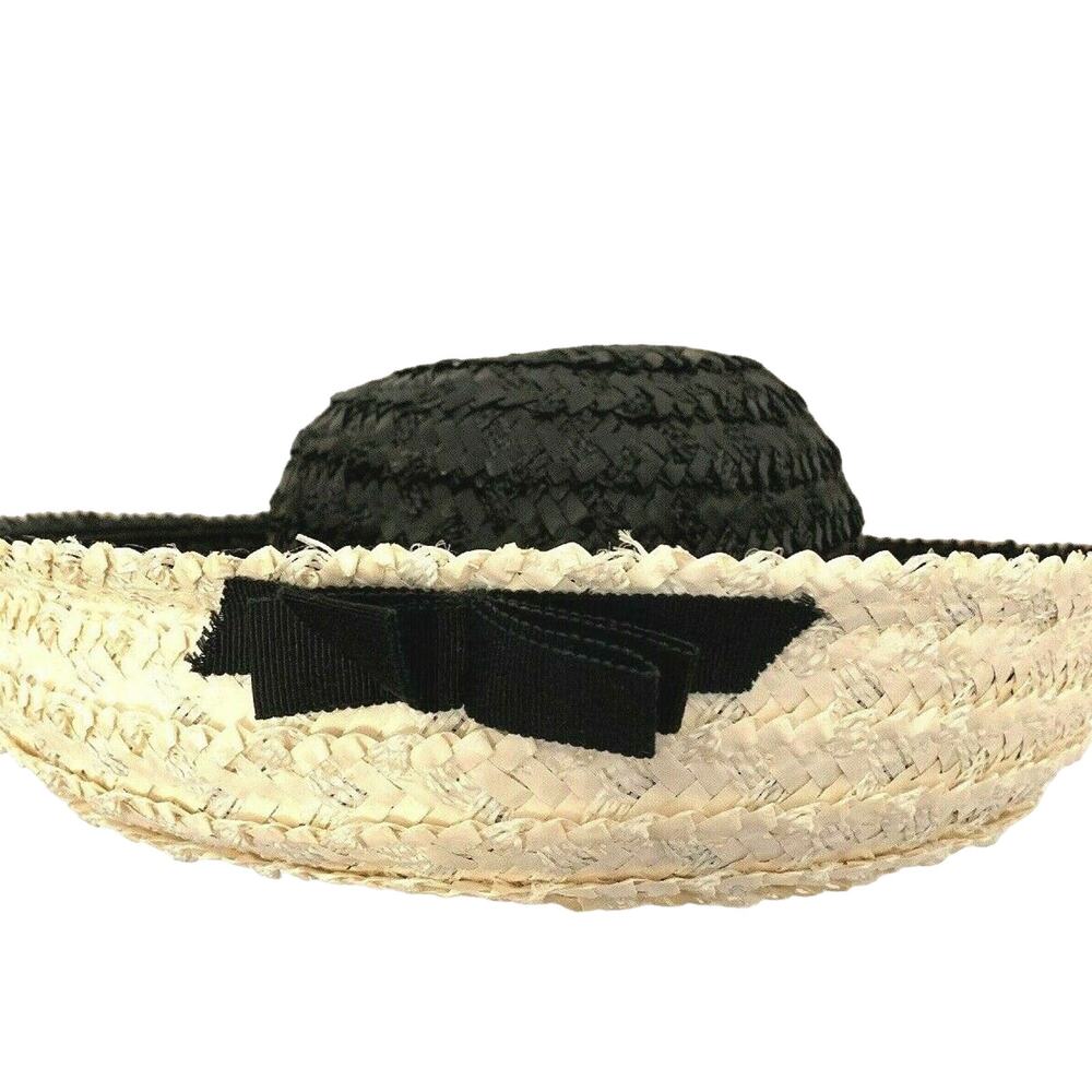 Small  Black and Ivory Vintage Women's 1950s Breton Hat Bow